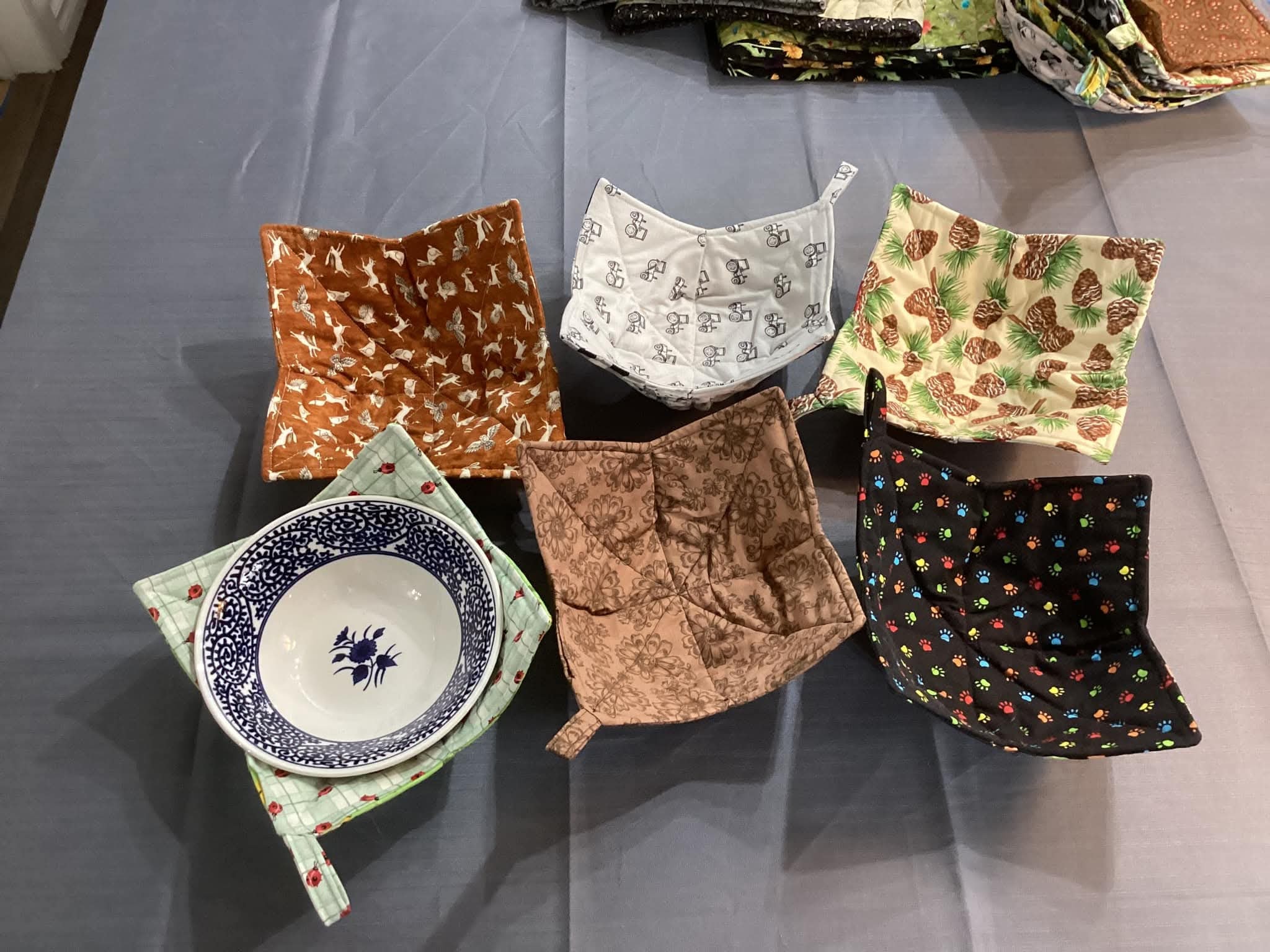 Handmade quilted bowl cozies — fabric bowl holders by Bestitched